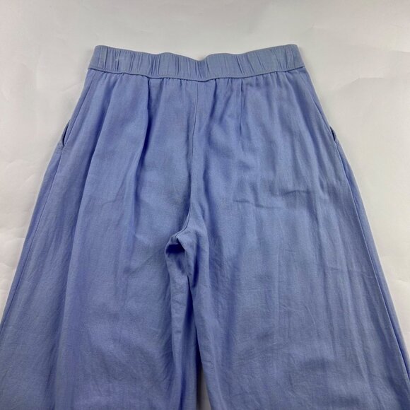 Abercrombie Sky Blue Linen Blend High Rise Wide Leg Summer Trouser Pant S - Picture 7 of 8